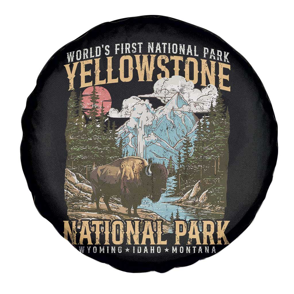Vintage Yellowstone National Park Spare Tire Cover Retro Nature Wildlife Outdoor Hiking Camping Forest - Wonder Print Shop