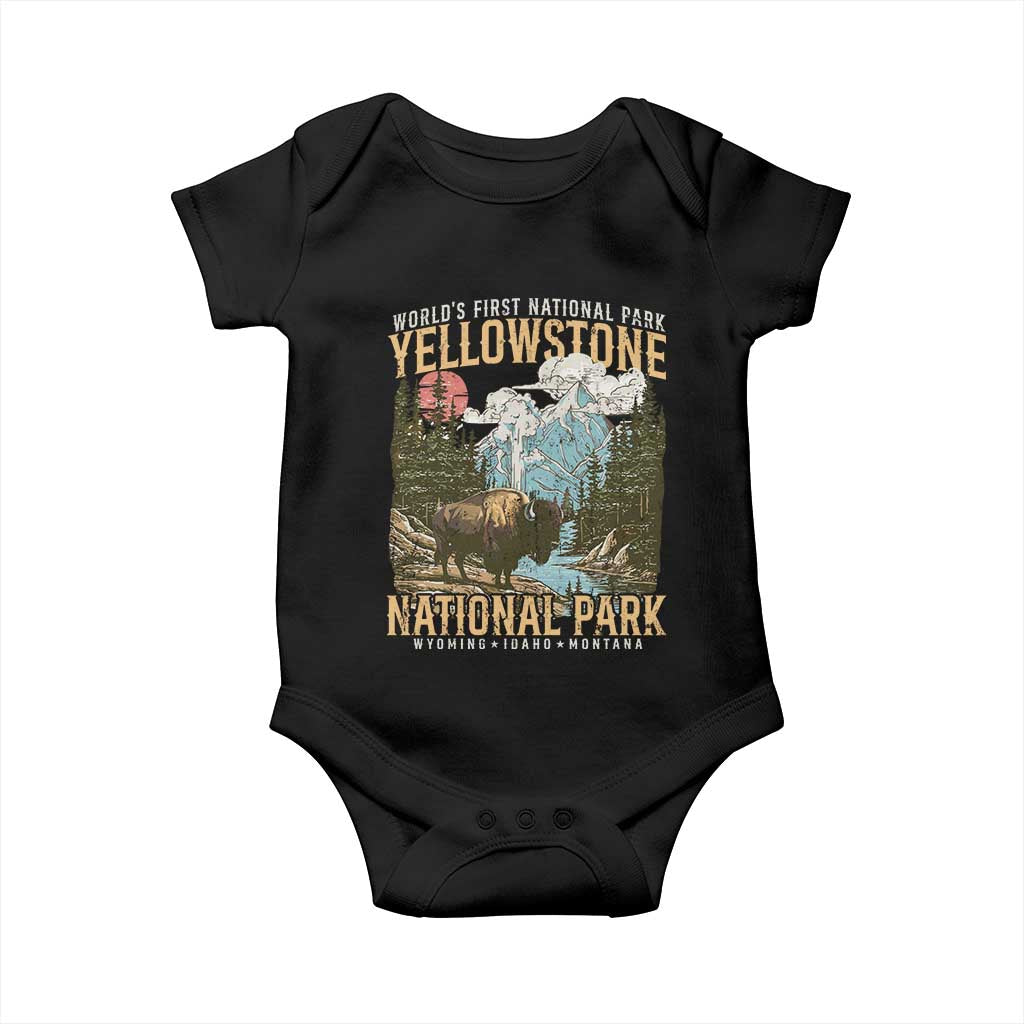 Vintage Yellowstone National Park Baby Onesie Retro Nature Wildlife Outdoor Hiking Camping Forest - Wonder Print Shop