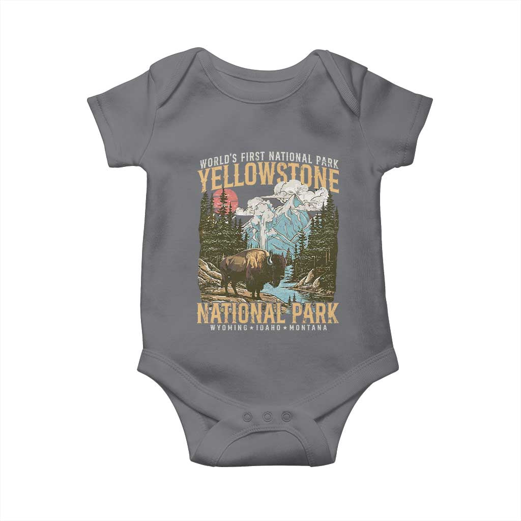 Vintage Yellowstone National Park Baby Onesie Retro Nature Wildlife Outdoor Hiking Camping Forest - Wonder Print Shop