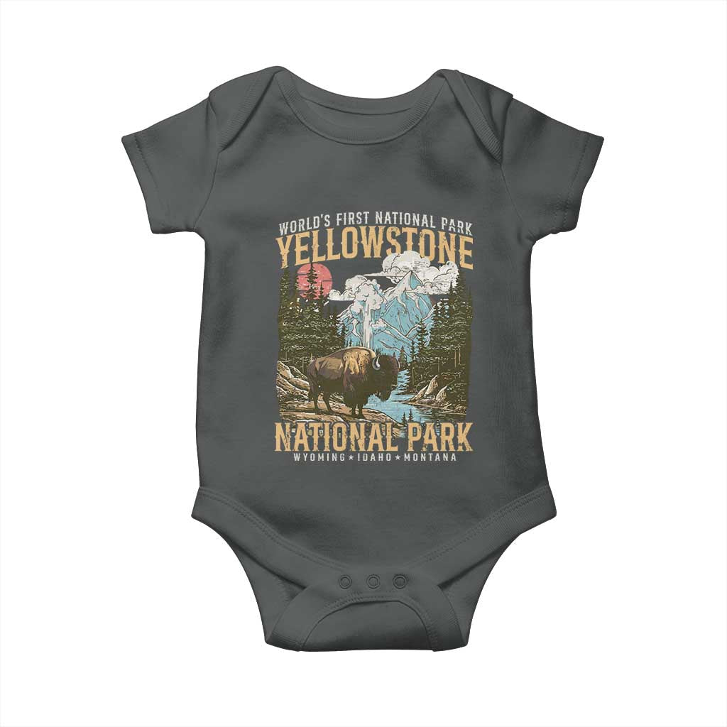 Vintage Yellowstone National Park Baby Onesie Retro Nature Wildlife Outdoor Hiking Camping Forest - Wonder Print Shop