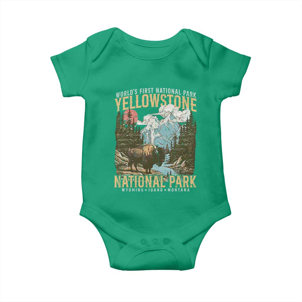 Vintage Yellowstone National Park Baby Onesie Retro Nature Wildlife Outdoor Hiking Camping Forest - Wonder Print Shop