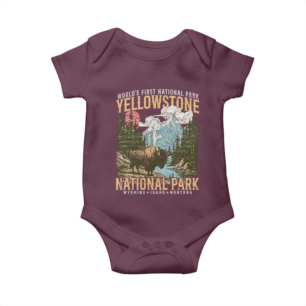 Vintage Yellowstone National Park Baby Onesie Retro Nature Wildlife Outdoor Hiking Camping Forest - Wonder Print Shop