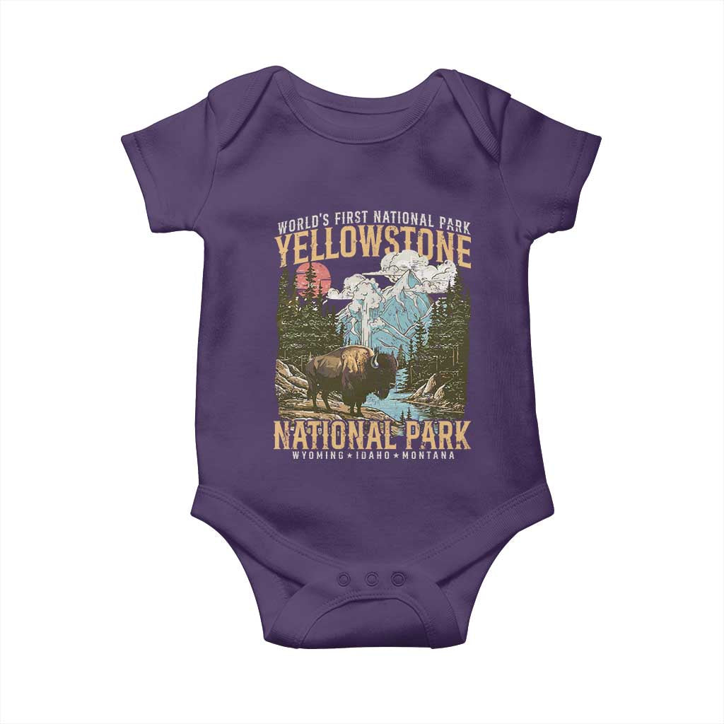 Vintage Yellowstone National Park Baby Onesie Retro Nature Wildlife Outdoor Hiking Camping Forest - Wonder Print Shop