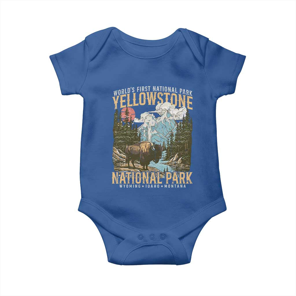 Vintage Yellowstone National Park Baby Onesie Retro Nature Wildlife Outdoor Hiking Camping Forest - Wonder Print Shop