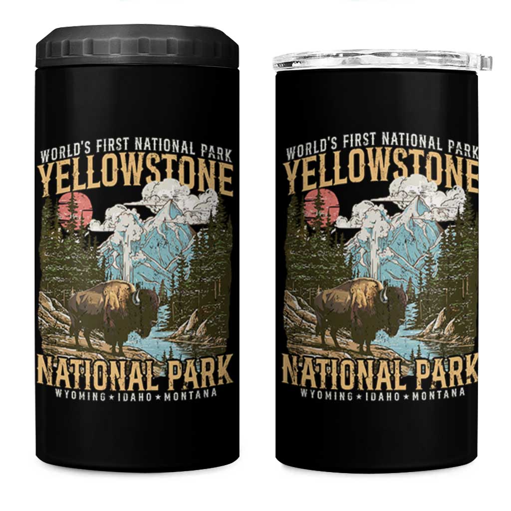Vintage Yellowstone National Park 4 in 1 Can Cooler Tumbler Retro Nature Wildlife Outdoor Hiking Camping Forest - Wonder Print Shop