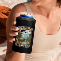 Vintage Yellowstone National Park 4 in 1 Can Cooler Tumbler Retro Nature Wildlife Outdoor Hiking Camping Forest - Wonder Print Shop