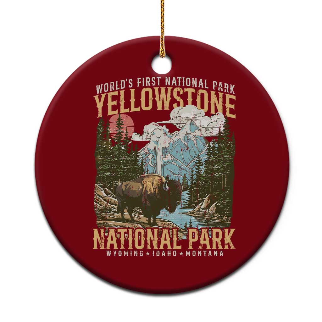 Vintage Yellowstone National Park Ceramic Ornament Retro Nature Wildlife Outdoor Hiking Camping Forest - Wonder Print Shop