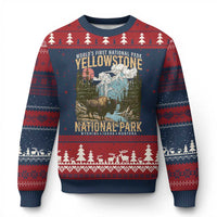 Vintage Yellowstone National Park Ugly Christmas Sweater Retro Nature Wildlife Outdoor Hiking Camping Forest - Wonder Print Shop