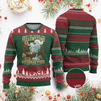 Vintage Yellowstone National Park Ugly Christmas Sweater Retro Nature Wildlife Outdoor Hiking Camping Forest - Wonder Print Shop