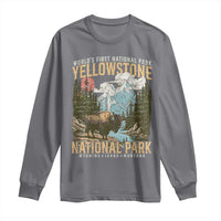 Vintage Yellowstone National Park Long Sleeve Shirt Retro Nature Wildlife Outdoor Hiking Camping Forest - Wonder Print Shop