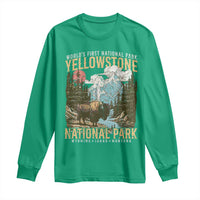 Vintage Yellowstone National Park Long Sleeve Shirt Retro Nature Wildlife Outdoor Hiking Camping Forest - Wonder Print Shop