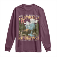 Vintage Yellowstone National Park Long Sleeve Shirt Retro Nature Wildlife Outdoor Hiking Camping Forest - Wonder Print Shop