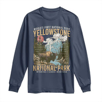 Vintage Yellowstone National Park Long Sleeve Shirt Retro Nature Wildlife Outdoor Hiking Camping Forest - Wonder Print Shop