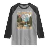 Vintage Yellowstone National Park Raglan Shirt Retro Nature Wildlife Outdoor Hiking Camping Forest - Wonder Print Shop