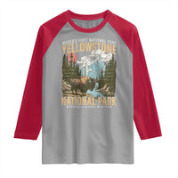 Vintage Yellowstone National Park Raglan Shirt Retro Nature Wildlife Outdoor Hiking Camping Forest - Wonder Print Shop