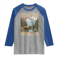 Vintage Yellowstone National Park Raglan Shirt Retro Nature Wildlife Outdoor Hiking Camping Forest - Wonder Print Shop