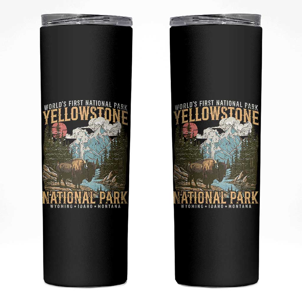 Vintage Yellowstone National Park Skinny Tumbler Retro Nature Wildlife Outdoor Hiking Camping Forest - Wonder Print Shop