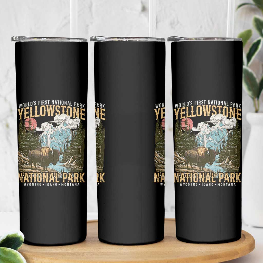 Vintage Yellowstone National Park Skinny Tumbler Retro Nature Wildlife Outdoor Hiking Camping Forest - Wonder Print Shop