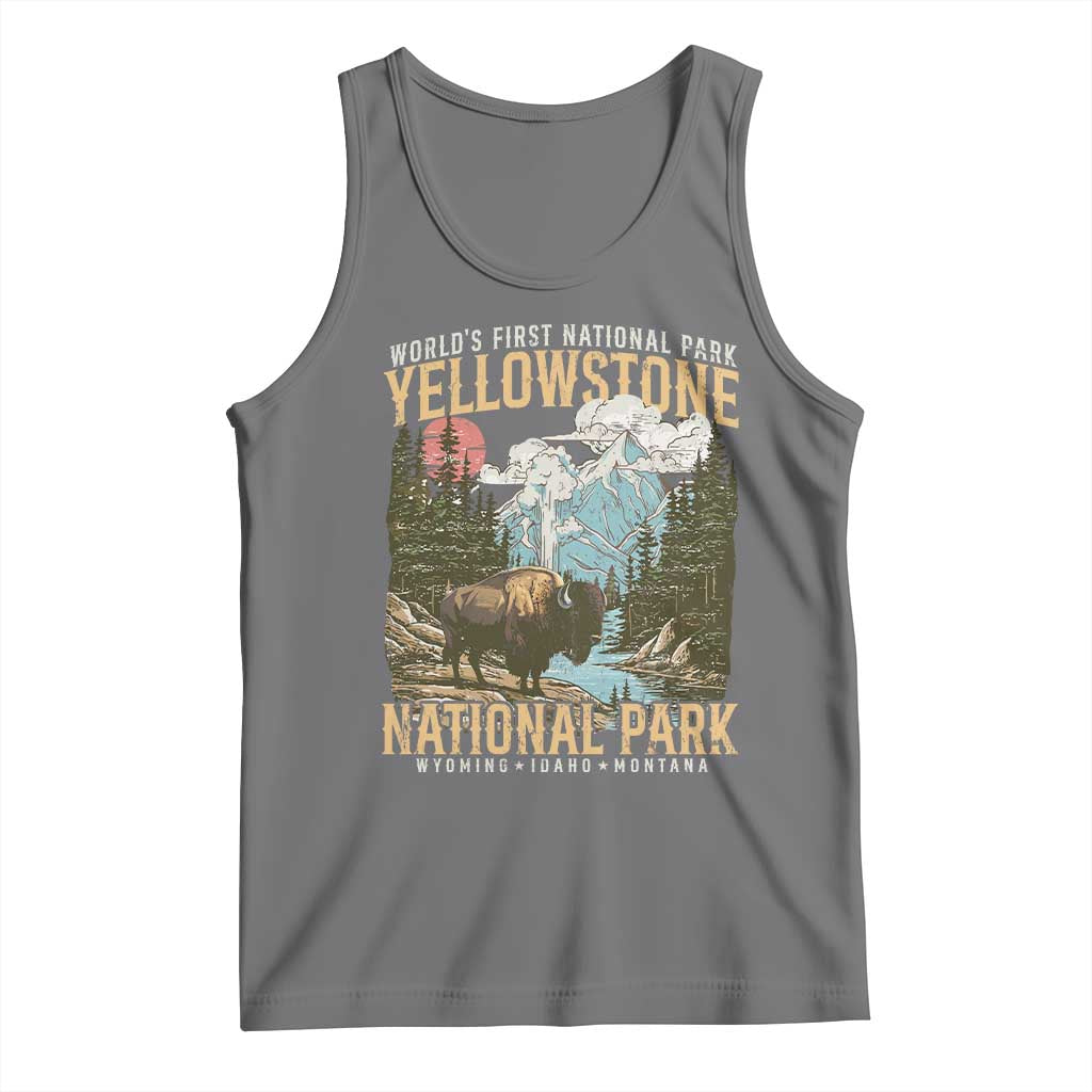 Vintage Yellowstone National Park Tank Top Retro Nature Wildlife Outdoor Hiking Camping Forest - Wonder Print Shop