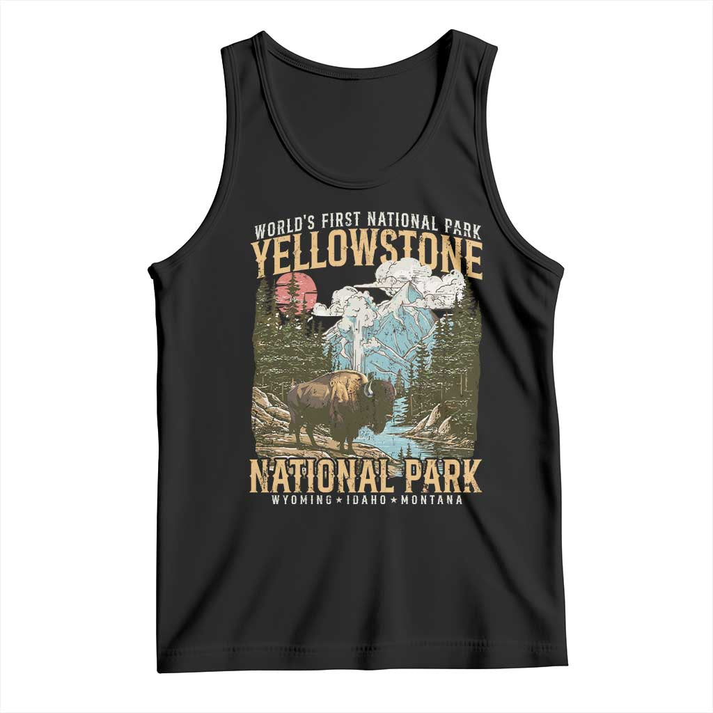 Vintage Yellowstone National Park Tank Top Retro Nature Wildlife Outdoor Hiking Camping Forest - Wonder Print Shop