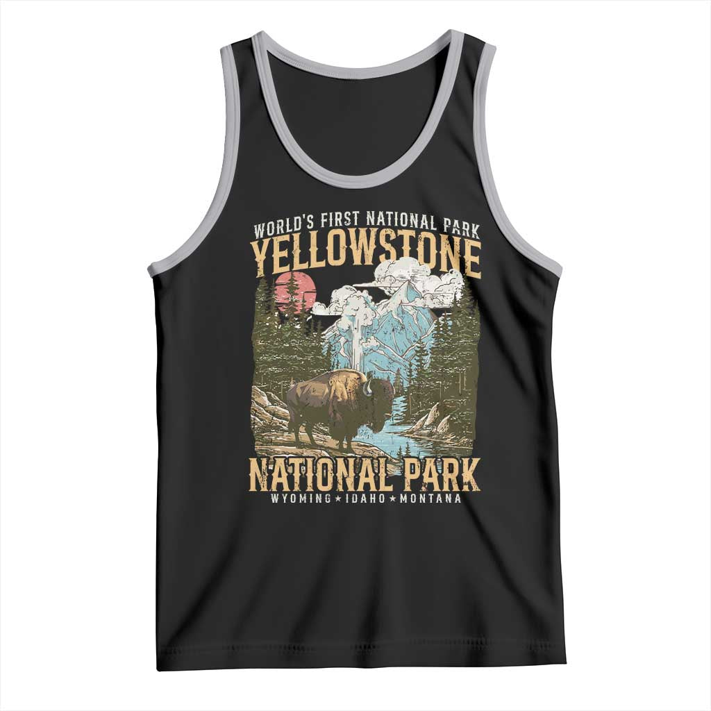 Vintage Yellowstone National Park Tank Top Retro Nature Wildlife Outdoor Hiking Camping Forest - Wonder Print Shop
