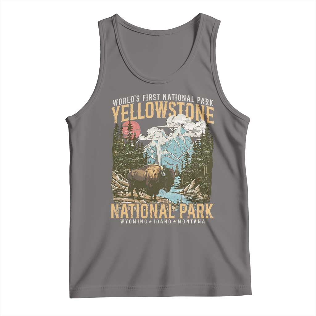 Vintage Yellowstone National Park Tank Top Retro Nature Wildlife Outdoor Hiking Camping Forest - Wonder Print Shop