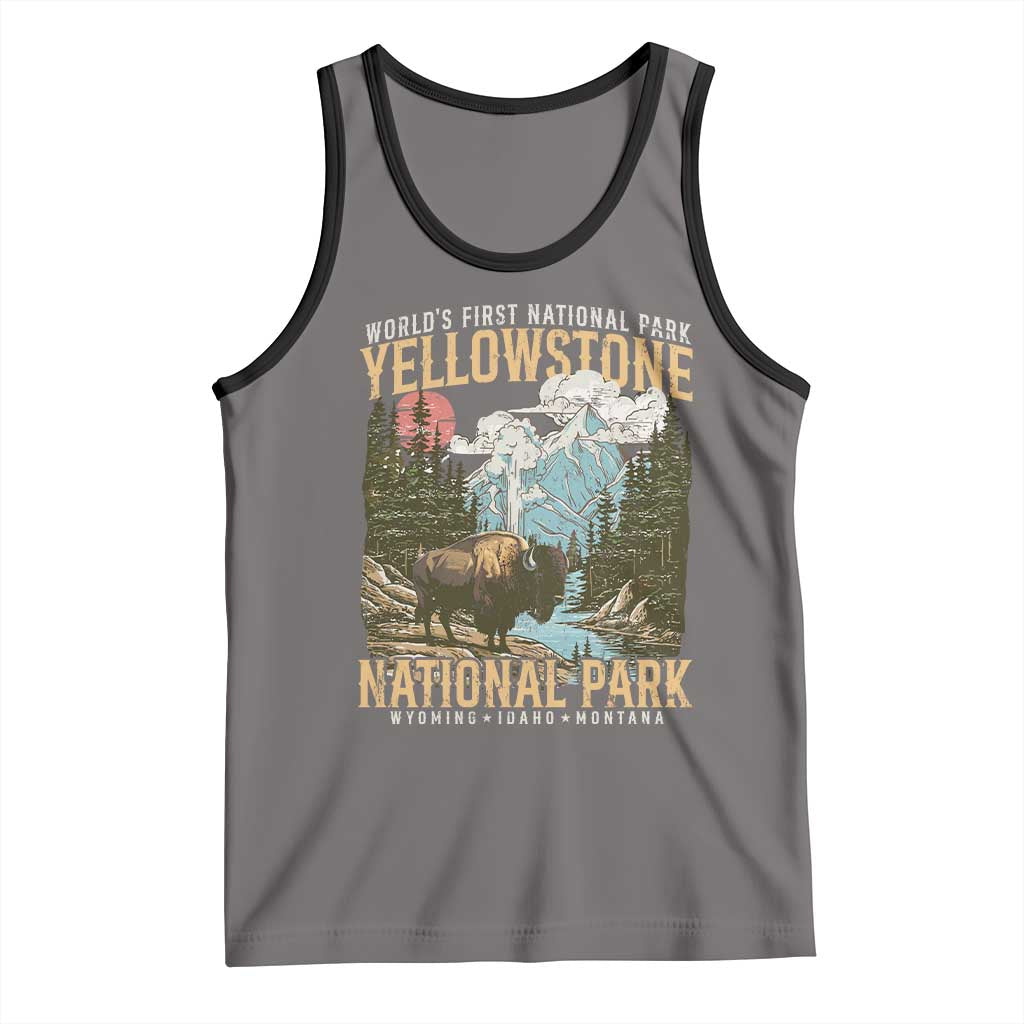 Vintage Yellowstone National Park Tank Top Retro Nature Wildlife Outdoor Hiking Camping Forest - Wonder Print Shop