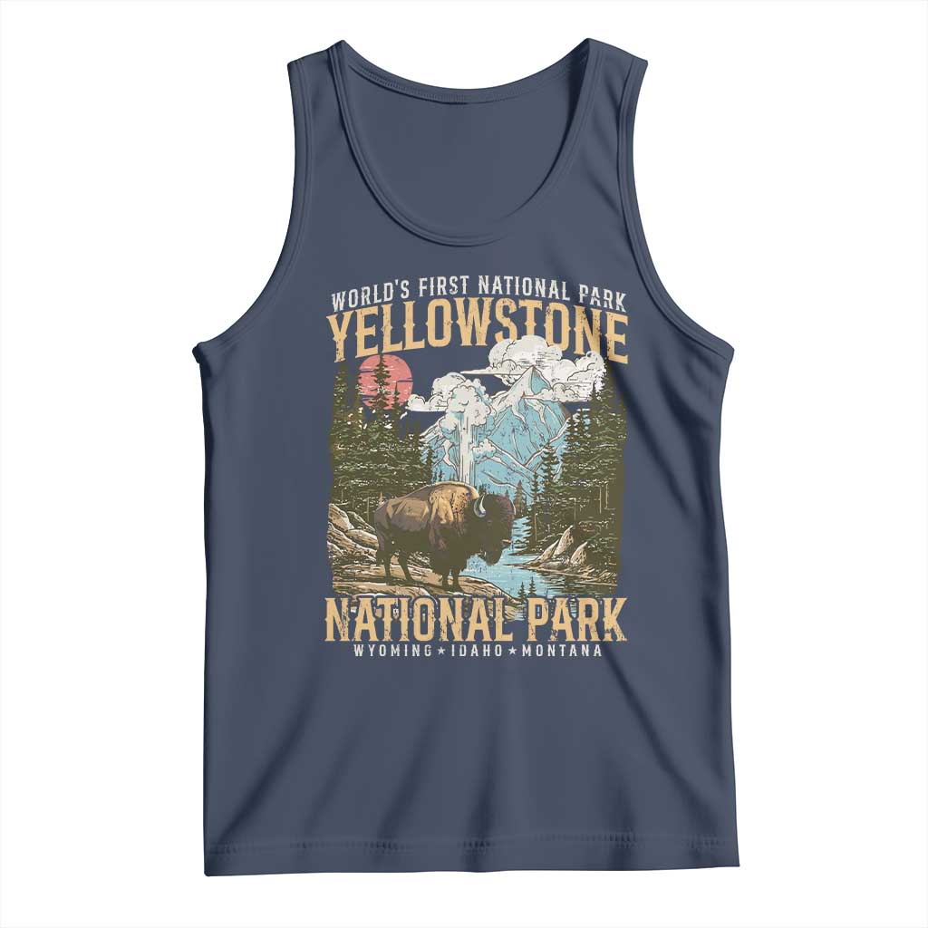 Vintage Yellowstone National Park Tank Top Retro Nature Wildlife Outdoor Hiking Camping Forest - Wonder Print Shop