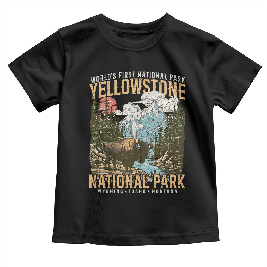 Vintage Yellowstone National Park Toddler T Shirt Retro Nature Wildlife Outdoor Hiking Camping Forest - Wonder Print Shop