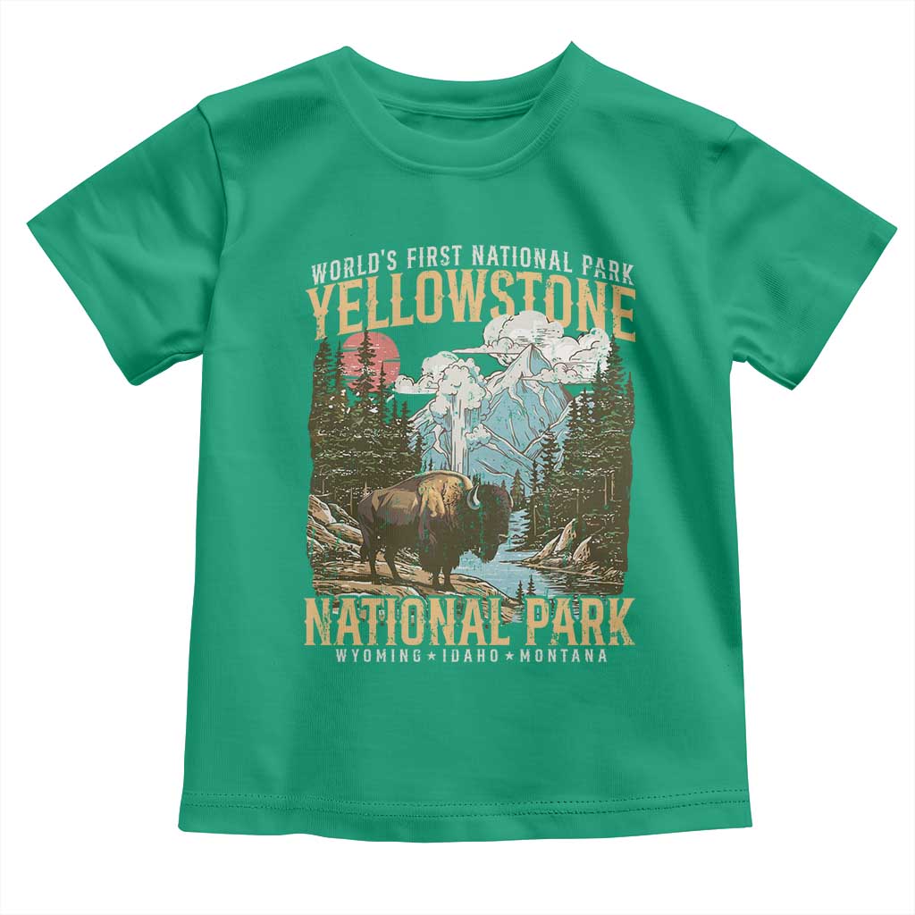 Vintage Yellowstone National Park Toddler T Shirt Retro Nature Wildlife Outdoor Hiking Camping Forest - Wonder Print Shop