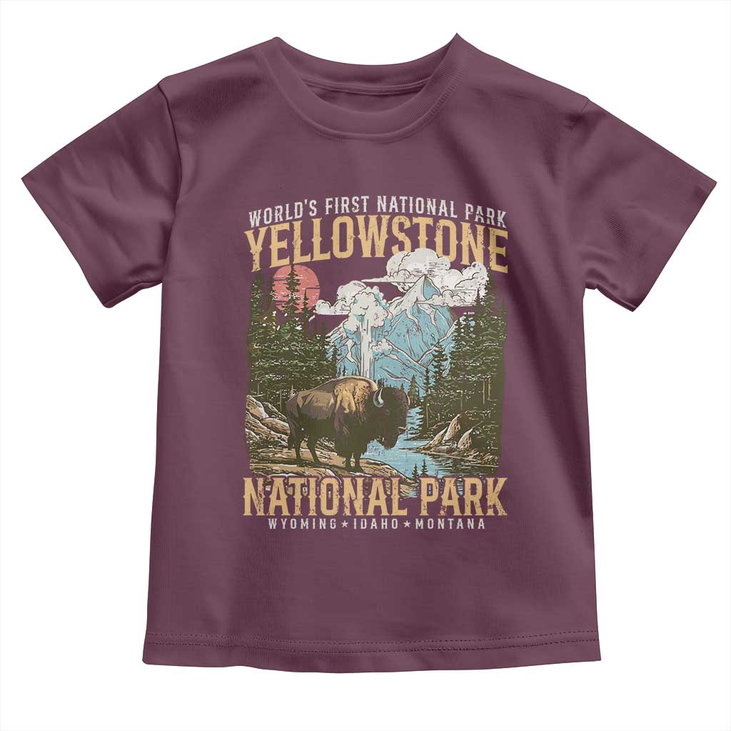 Vintage Yellowstone National Park Toddler T Shirt Retro Nature Wildlife Outdoor Hiking Camping Forest - Wonder Print Shop