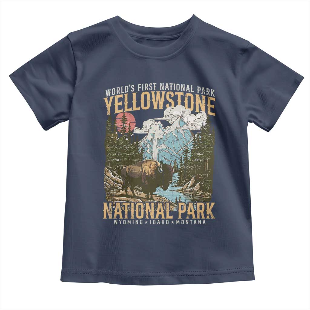 Vintage Yellowstone National Park Toddler T Shirt Retro Nature Wildlife Outdoor Hiking Camping Forest - Wonder Print Shop