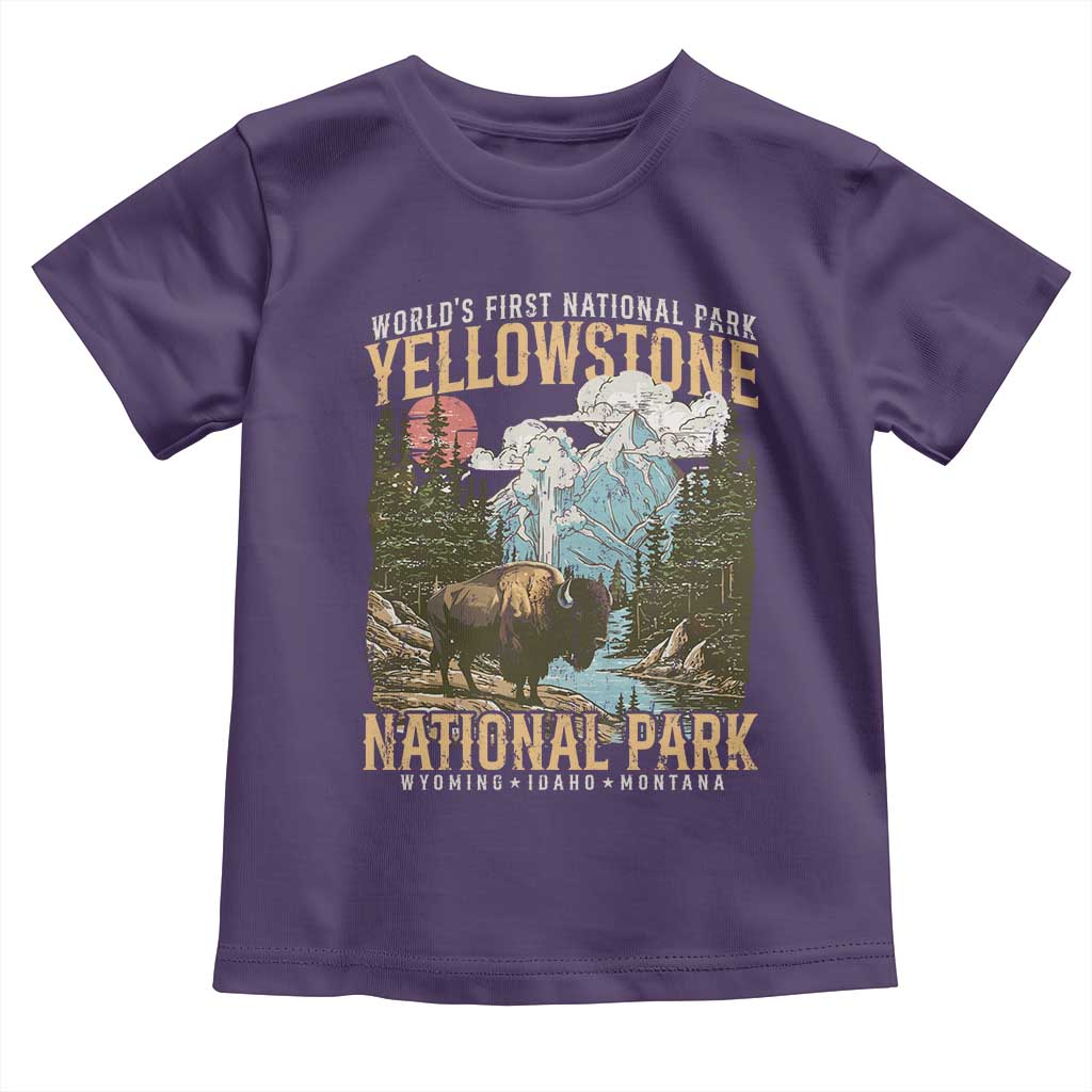 Vintage Yellowstone National Park Toddler T Shirt Retro Nature Wildlife Outdoor Hiking Camping Forest - Wonder Print Shop