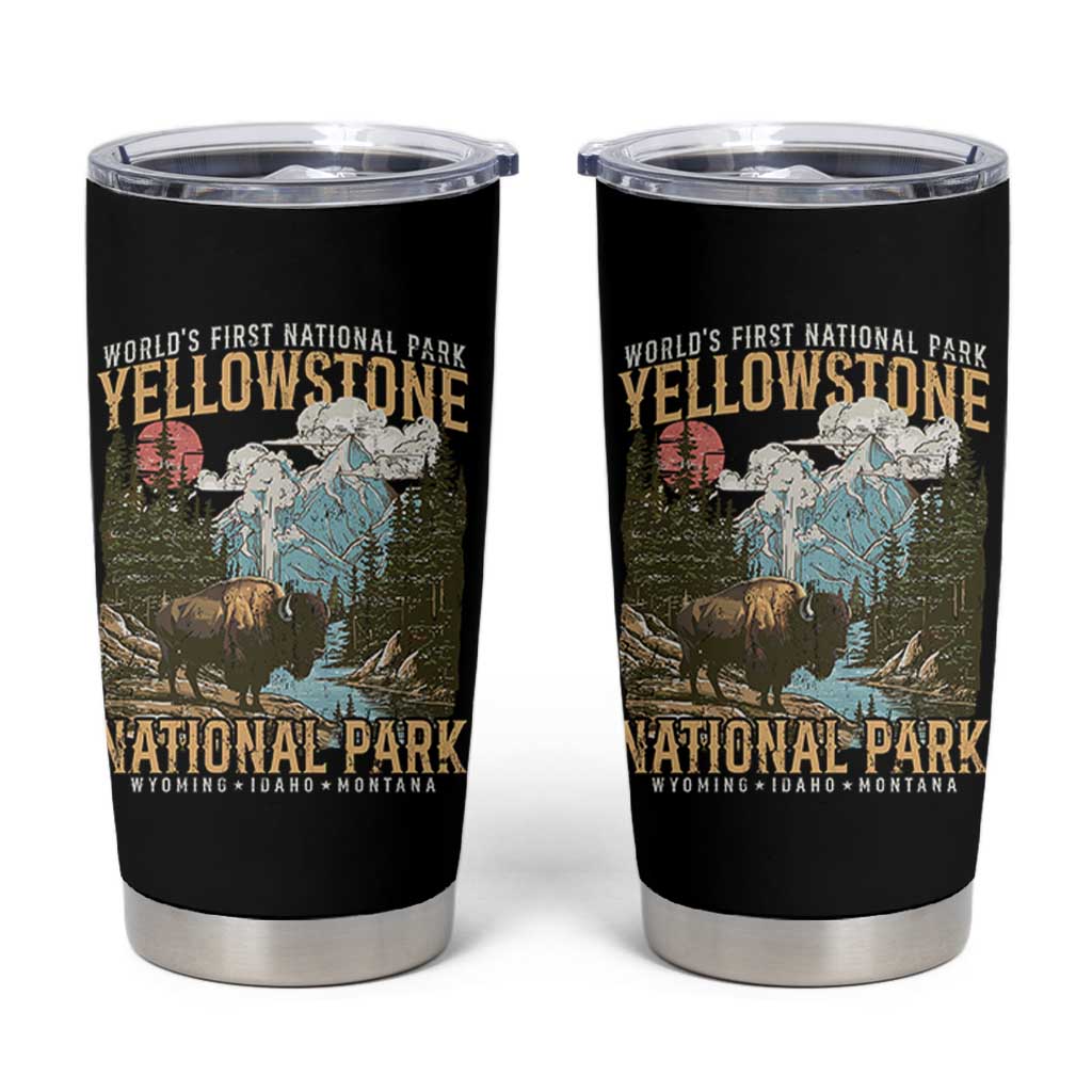Vintage Yellowstone National Park Tumbler Cup Retro Nature Wildlife Outdoor Hiking Camping Forest - Wonder Print Shop
