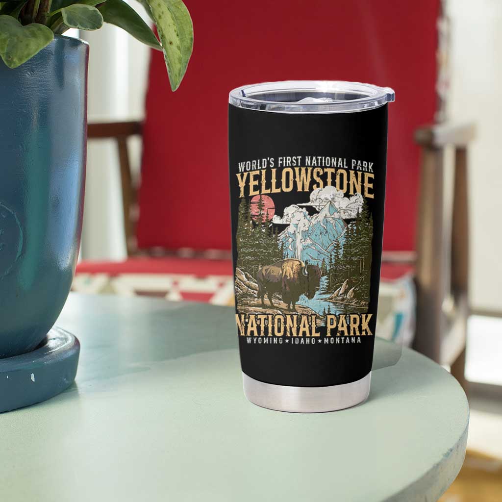 Vintage Yellowstone National Park Tumbler Cup Retro Nature Wildlife Outdoor Hiking Camping Forest - Wonder Print Shop