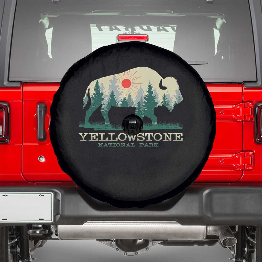 Yellowstone National Park Spare Tire Cover Bison Nature Wildlife Outdoor Hiking Camping Forest - Wonder Print Shop
