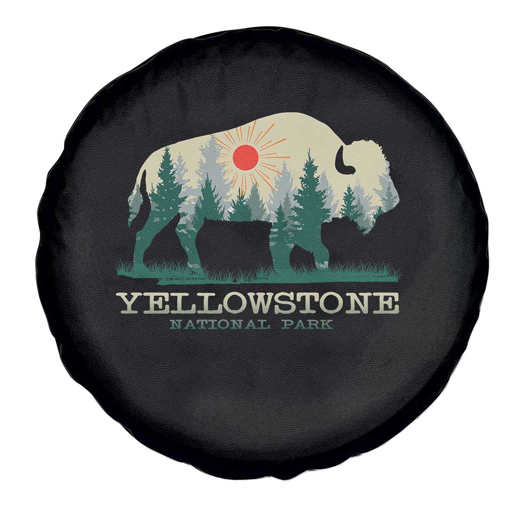 Yellowstone National Park Spare Tire Cover Bison Nature Wildlife Outdoor Hiking Camping Forest - Wonder Print Shop