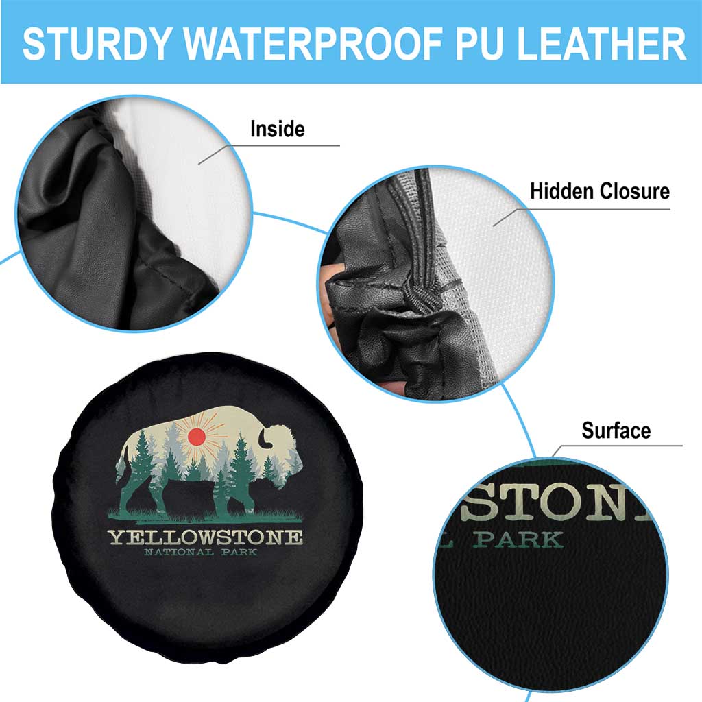 Yellowstone National Park Spare Tire Cover Bison Nature Wildlife Outdoor Hiking Camping Forest - Wonder Print Shop