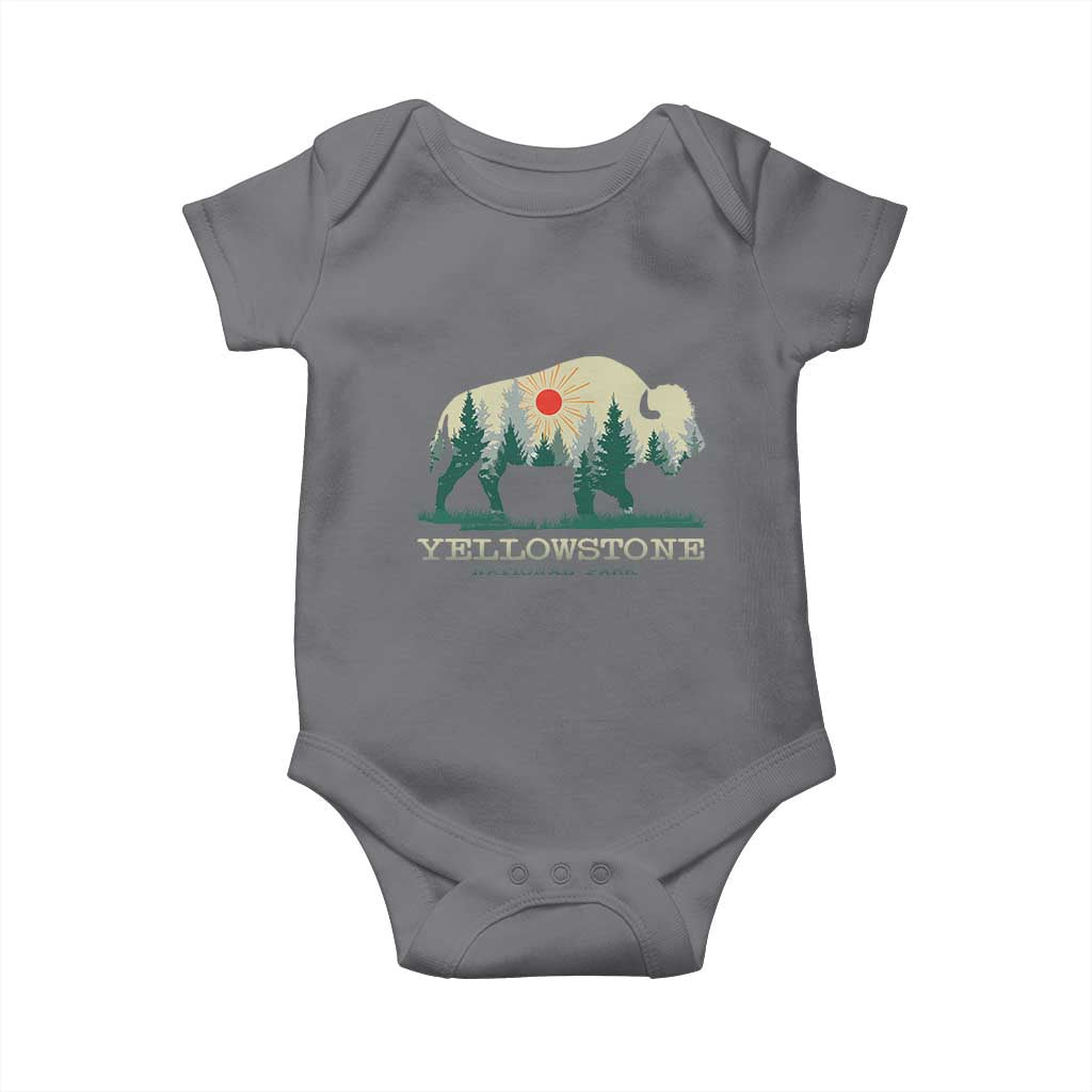 Yellowstone National Park Baby Onesie Bison Nature Wildlife Outdoor Hiking Camping Forest - Wonder Print Shop