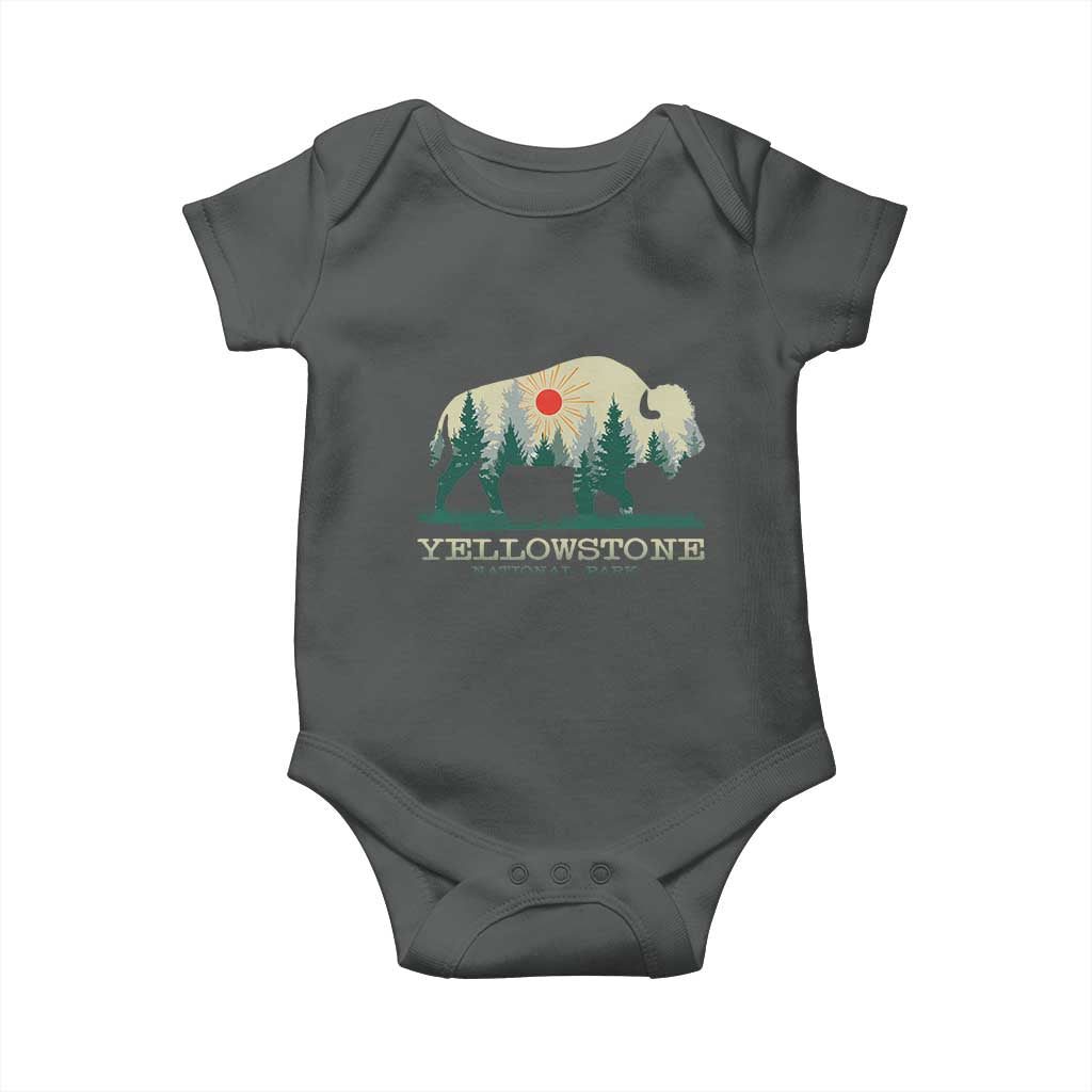 Yellowstone National Park Baby Onesie Bison Nature Wildlife Outdoor Hiking Camping Forest - Wonder Print Shop