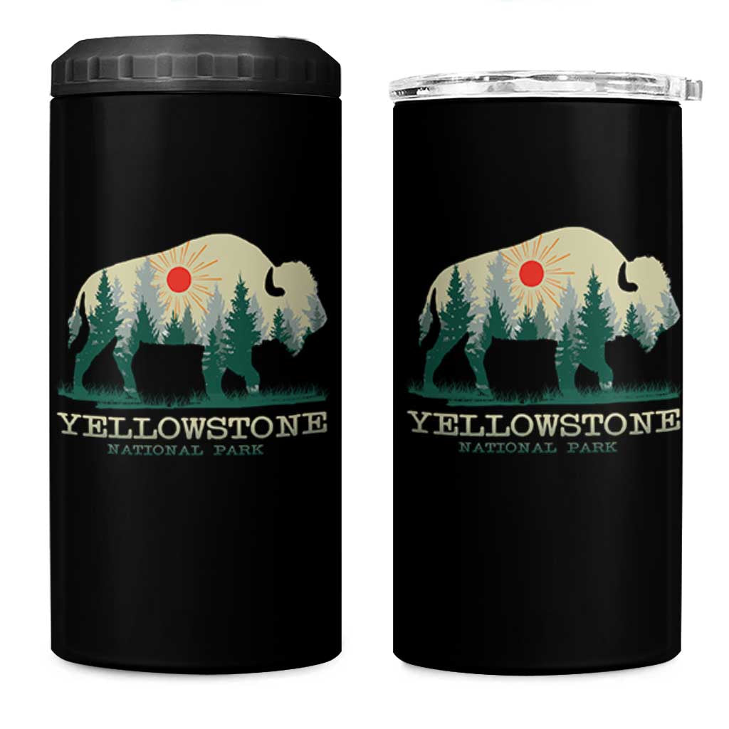 Yellowstone National Park 4 in 1 Can Cooler Tumbler Bison Nature Wildlife Outdoor Hiking Camping Forest - Wonder Print Shop