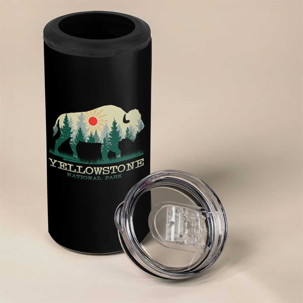 Yellowstone National Park 4 in 1 Can Cooler Tumbler Bison Nature Wildlife Outdoor Hiking Camping Forest - Wonder Print Shop