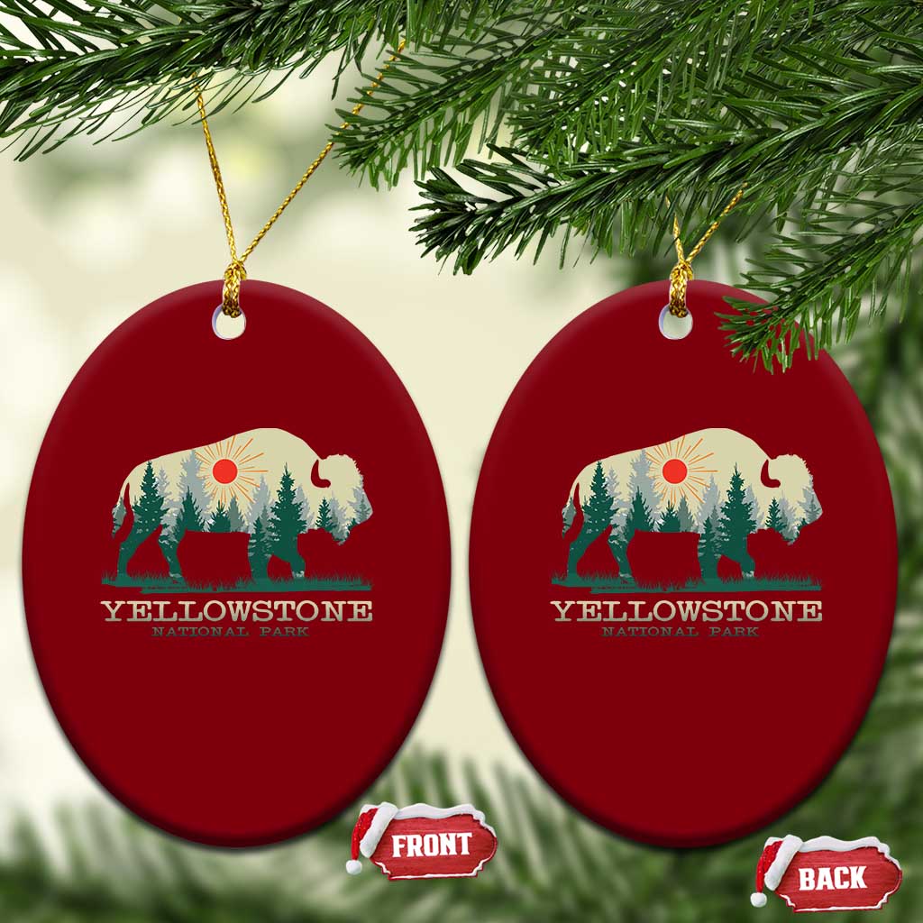 Yellowstone National Park Ceramic Ornament Bison Nature Wildlife Outdoor Hiking Camping Forest - Wonder Print Shop