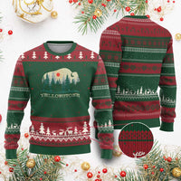 Yellowstone National Park Ugly Christmas Sweater Bison Nature Wildlife Outdoor Hiking Camping Forest - Wonder Print Shop
