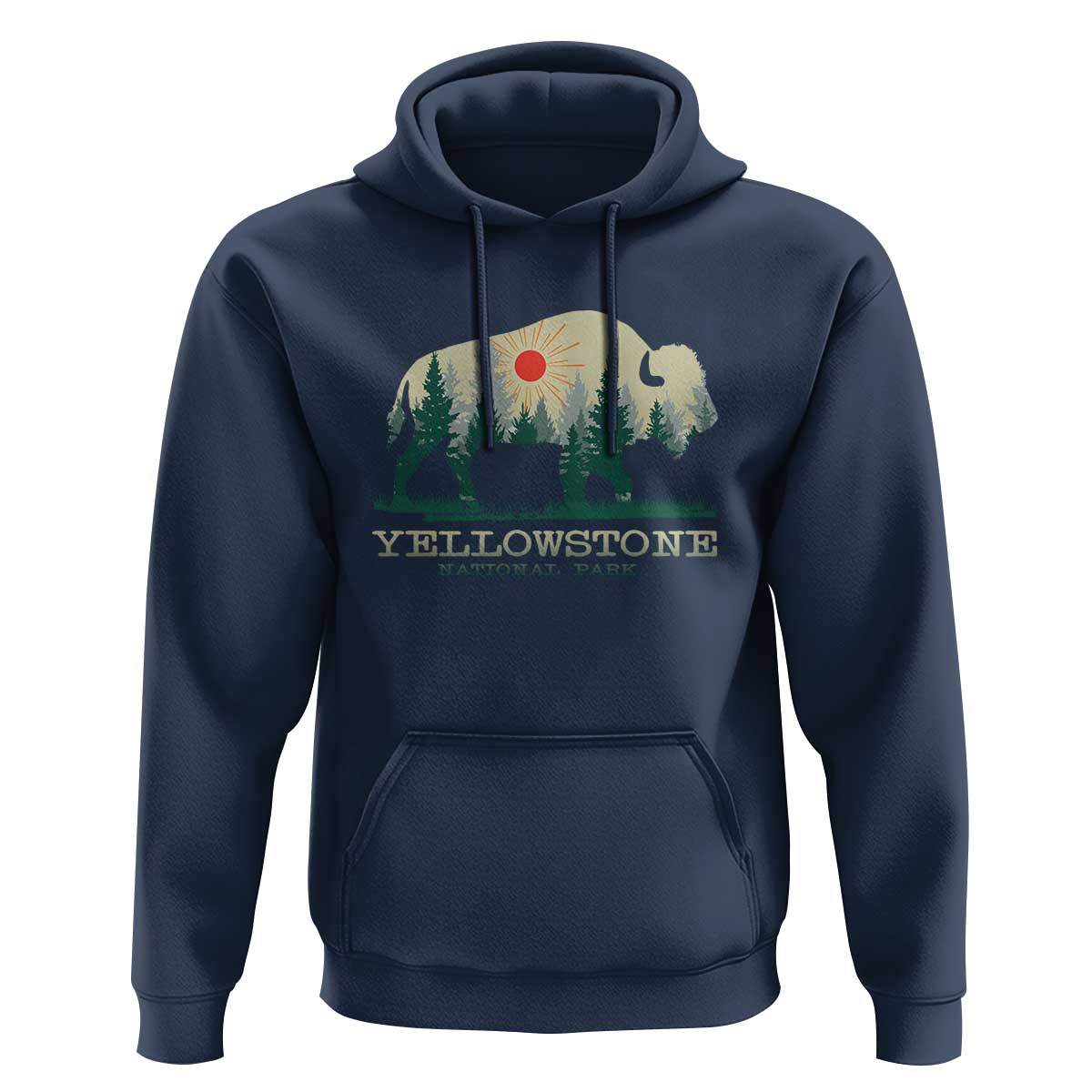 Yellowstone National Park Hoodie Bison Nature Wildlife Outdoor Hiking Camping Forest - Wonder Print Shop