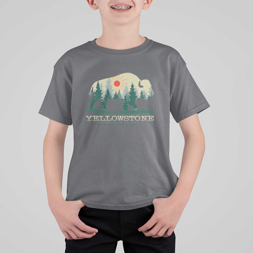 Yellowstone National Park T Shirt For Kid Bison Nature Wildlife Outdoor Hiking Camping Forest - Wonder Print Shop
