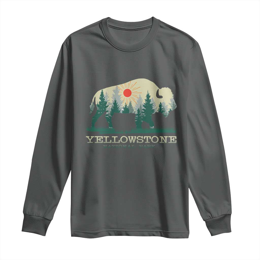 Yellowstone National Park Long Sleeve Shirt Bison Nature Wildlife Outdoor Hiking Camping Forest - Wonder Print Shop