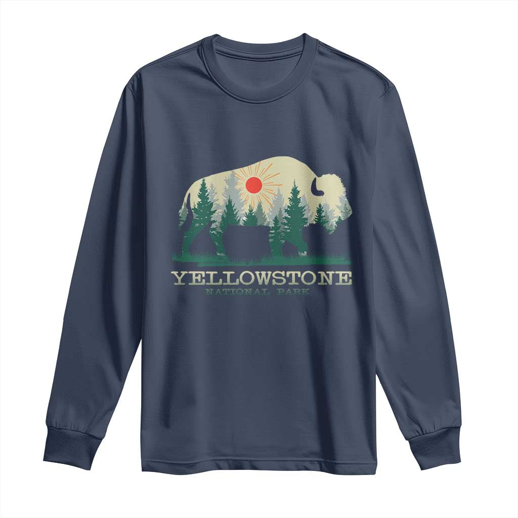 Yellowstone National Park Long Sleeve Shirt Bison Nature Wildlife Outdoor Hiking Camping Forest - Wonder Print Shop