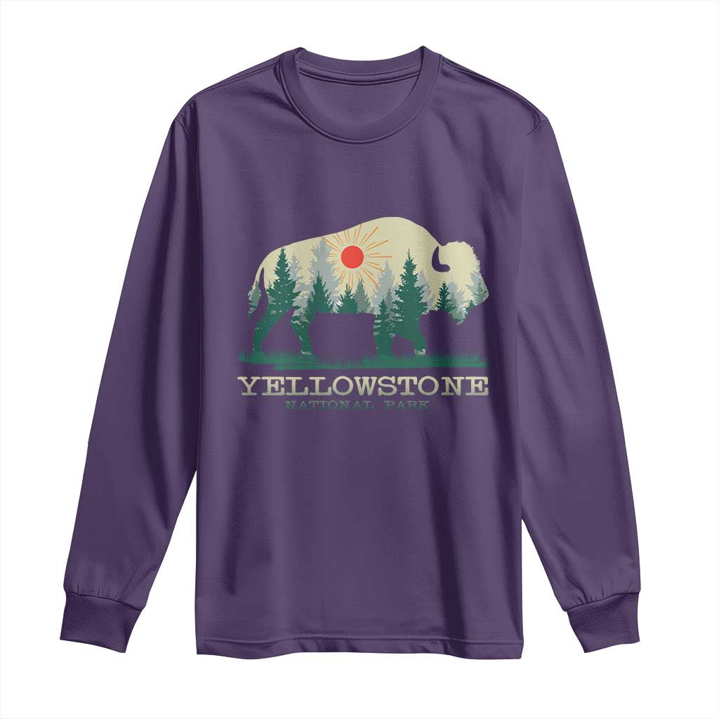 Yellowstone National Park Long Sleeve Shirt Bison Nature Wildlife Outdoor Hiking Camping Forest - Wonder Print Shop