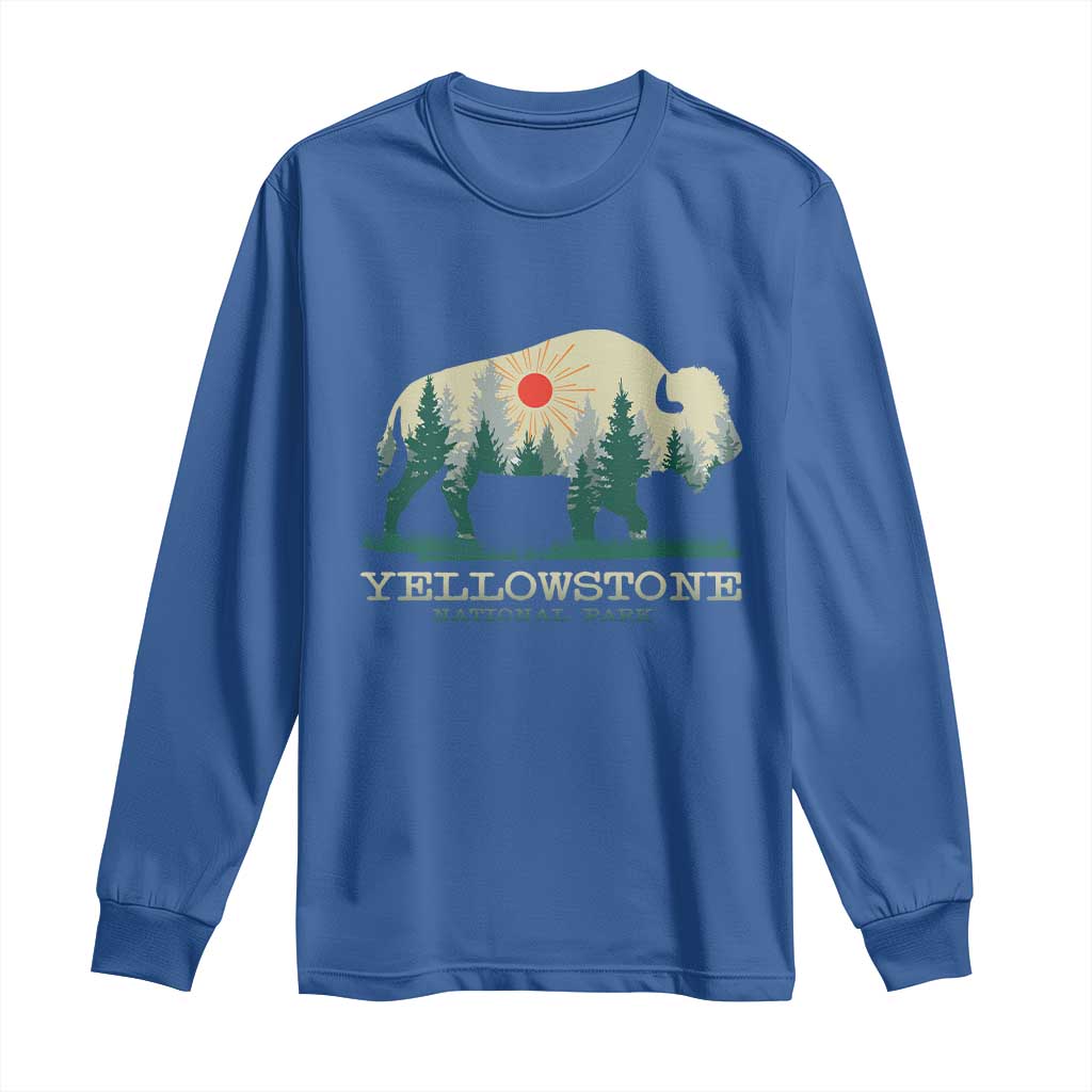 Yellowstone National Park Long Sleeve Shirt Bison Nature Wildlife Outdoor Hiking Camping Forest - Wonder Print Shop